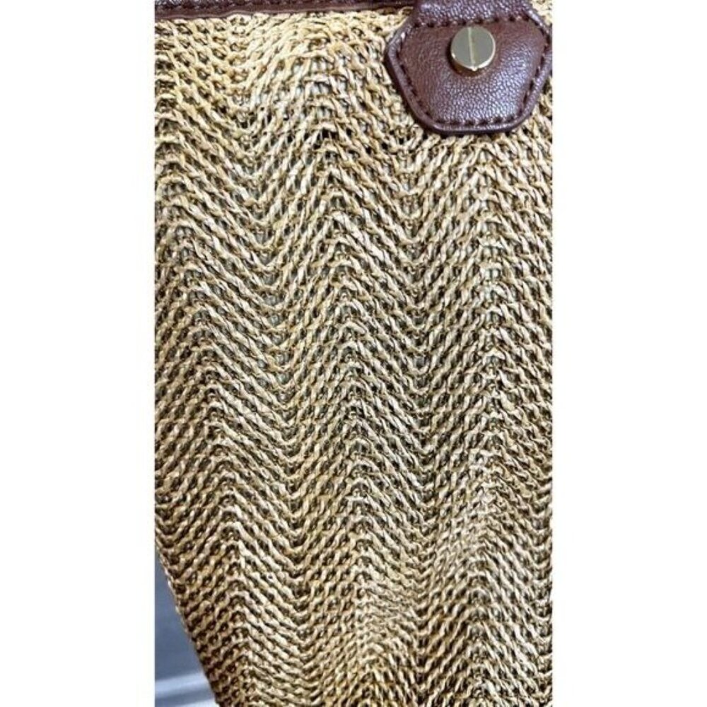 Olivia & Joy New York Woven Faux Leather Trim Braided Strap Tote Shoulder bag - Picture 5 of 10